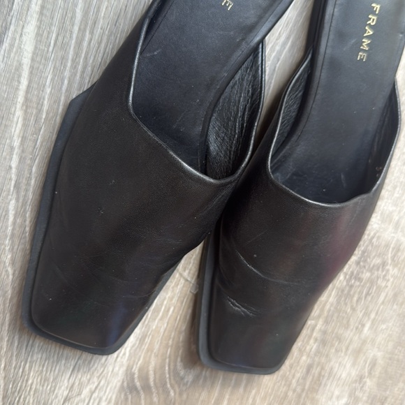 FRAME Le Town Leather Mules Slides Square Toe Noir 8 - Picture 6 of 9